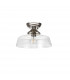 Dresden Flush Ceiling Lamp E27 With Flat Round 30cm Glass Shade Polished Nickel Clear-7