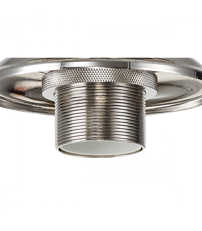 Dresden Flush Ceiling Lamp E27 With Flat Round 30cm Glass Shade Polished Nickel Clear-10