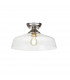 Dresden Flush Ceiling Lamp E27 With Flat Round 38cm Glass Shade Polished Nickel Clear-1