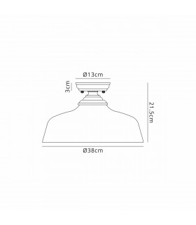 Dresden Flush Ceiling Lamp E27 With Flat Round 38cm Glass Shade Polished Nickel Clear-2