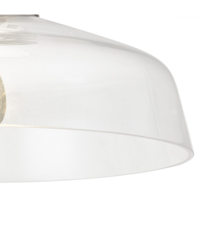 Dresden Flush Ceiling Lamp E27 With Flat Round 38cm Glass Shade Polished Nickel Clear-7