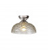 Dresden Flush Ceiling Lamp E27 With Flat Round 30cm Patterned Glass Shade Polished Nickel Clear-1