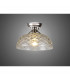 Dresden Flush Ceiling Lamp E27 With Flat Round 30cm Patterned Glass Shade Polished Nickel Clear-3