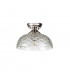 Dresden Flush Ceiling Lamp E27 With Flat Round 30cm Patterned Glass Shade Polished Nickel Clear-7
