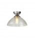 Dresden Flush Ceiling Lamp E27 With Round 33.5cm Prismatic Effect Glass Shade Polished Nickel Clear-1