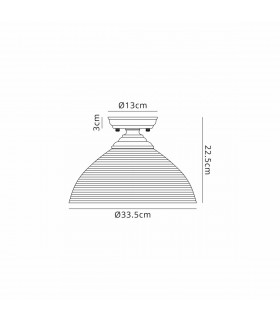 Dresden Flush Ceiling Lamp E27 With Round 33.5cm Prismatic Effect Glass Shade Polished Nickel Clear-2