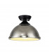 Dresden Flush Ceiling Lamp E27 With Round 31cm Metal Shade Matt Black Polished Nickel Frosted White-1