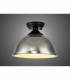 Dresden Flush Ceiling Lamp E27 With Round 31cm Metal Shade Matt Black Polished Nickel Frosted White-3