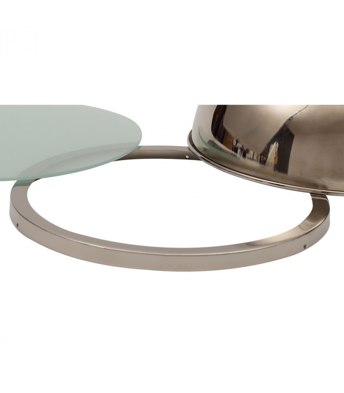 Dresden Flush Ceiling Lamp E27 With Round 31cm Metal Shade Matt Black Polished Nickel Frosted White-6
