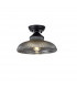 Dresden Flush Ceiling Lamp E27 With Round 30cm Glass Shade Matt Black Smoked-1