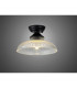 Dresden Flush Ceiling Lamp E27 With Round 30cm Glass Shade Matt Black Clear-3