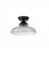 Dresden Flush Ceiling Lamp E27 With Round 30cm Glass Shade Matt Black Clear-7