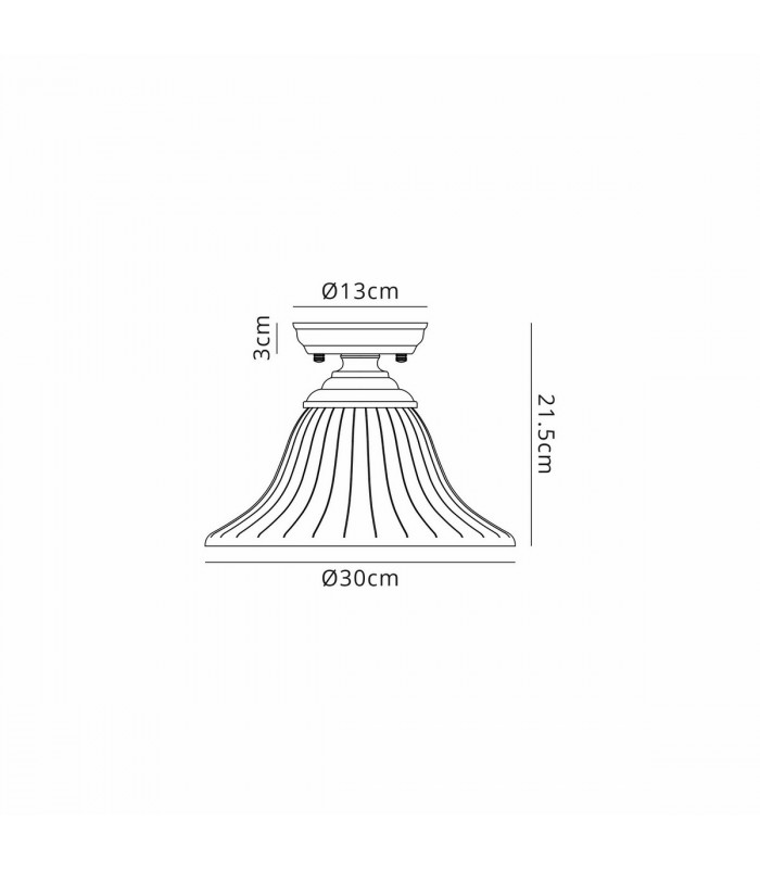 Dresden Flush Ceiling Lamp E27 With Bell 30cm Glass Shade Matt Black Clear-2