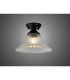 Dresden Flush Ceiling Lamp E27 With Bell 30cm Glass Shade Matt Black Clear-3
