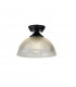 Dresden Flush Ceiling Lamp E27 With Dome 30cm Glass Shade Matt Black Clear-1