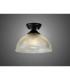 Dresden Flush Ceiling Lamp E27 With Dome 30cm Glass Shade Matt Black Clear-3