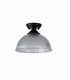 Dresden Flush Ceiling Lamp E27 With Dome 30cm Glass Shade Matt Black Clear-7