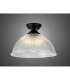 Dresden Flush Ceiling Lamp E27 With Dome 38cm Glass Shade Matt Black Clear-3