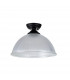 Dresden Flush Ceiling Lamp E27 With Dome 38cm Glass Shade Matt Black Clear-7