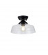 Dresden Flush Ceiling Lamp E27 With Flat Round 30cm Glass Shade Matt Black Clear-1