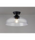 Dresden Flush Ceiling Lamp E27 With Flat Round 38cm Glass Shade Matt Black Clear-3