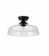 Dresden Flush Ceiling Lamp E27 With Flat Round 38cm Glass Shade Matt Black Clear-4