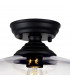 Dresden Flush Ceiling Lamp E27 With Flat Round 38cm Glass Shade Matt Black Clear-5