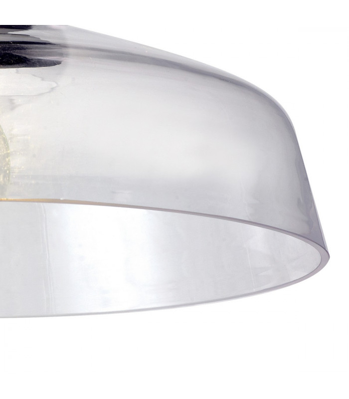 Dresden Flush Ceiling Lamp E27 With Flat Round 38cm Glass Shade Matt Black Clear-7