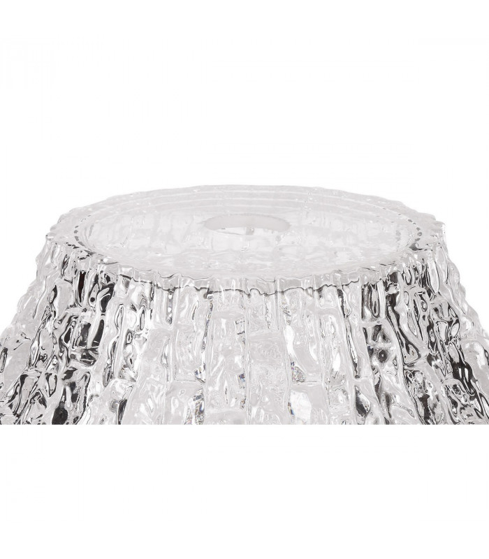 Dresden Flush Ceiling Lamp E27 With Round 38cm Patterned Glass Shade Matt Black Clear-4