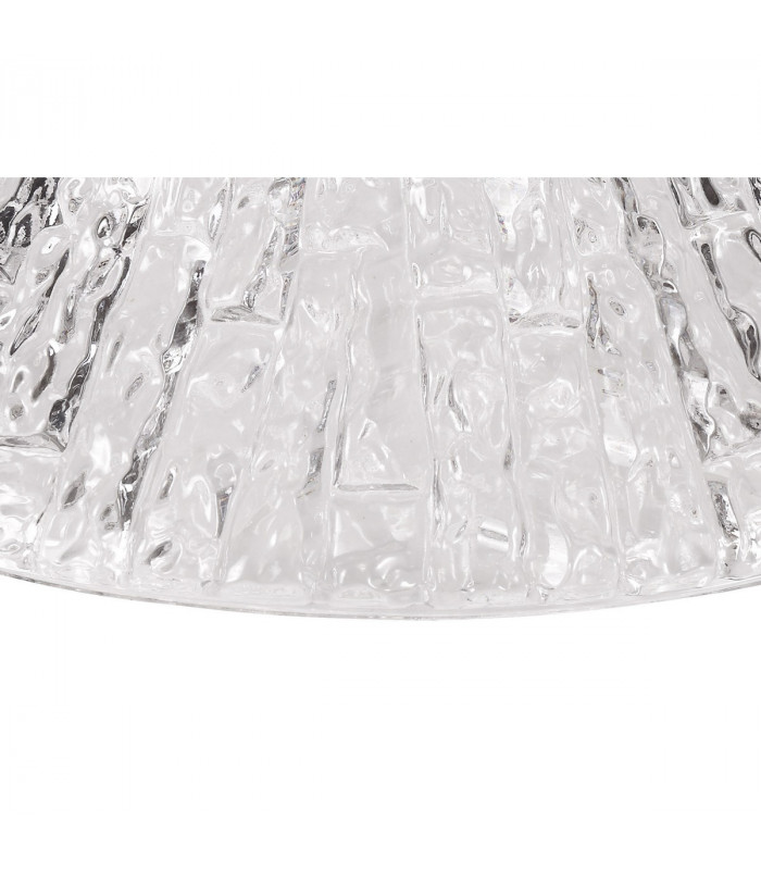 Dresden Flush Ceiling Lamp E27 With Round 38cm Patterned Glass Shade Matt Black Clear-6