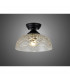 Dresden Flush Ceiling Lamp E27 With Flat Round 30cm Patterned Glass Shade Matt Black Clear-3