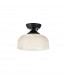 Dresden Flush Ceiling Lamp E27 With Round 26.5cm Prismatic Effect Glass Shade Matt Black Clear-1