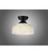 Dresden Flush Ceiling Lamp E27 With Round 26.5cm Prismatic Effect Glass Shade Matt Black Clear-3