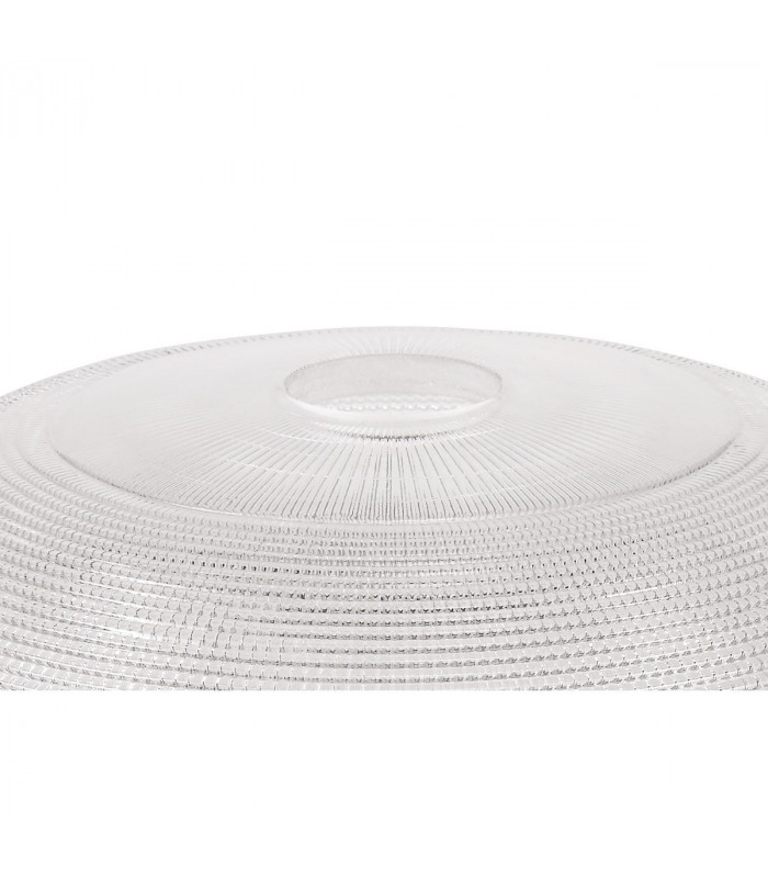 Dresden Flush Ceiling Lamp E27 With Round 26.5cm Prismatic Effect Glass Shade Matt Black Clear-4