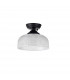 Dresden Flush Ceiling Lamp E27 With Round 26.5cm Prismatic Effect Glass Shade Matt Black Clear-7