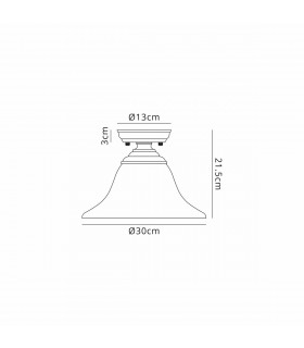 Dresden Flush Ceiling Lamp E27 With Smooth Bell 30cm Glass Shade Matt Black Clear-2