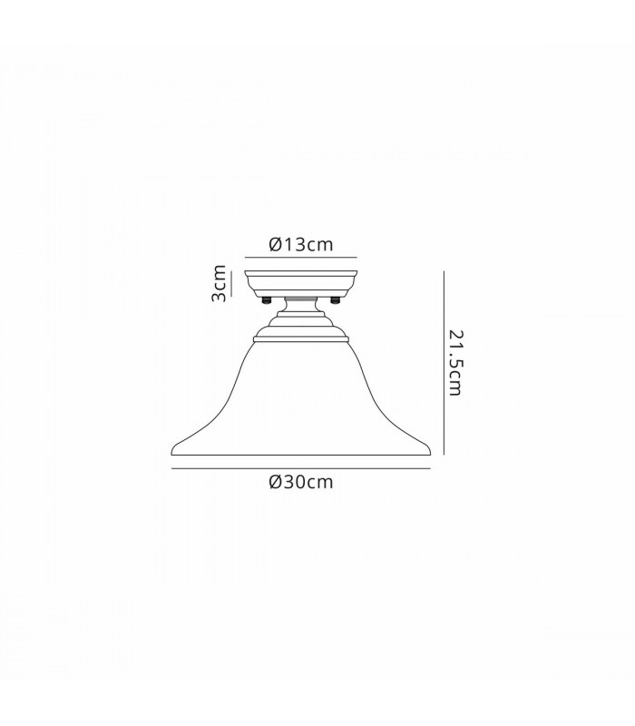 Dresden Flush Ceiling Lamp E27 With Smooth Bell 30cm Glass Shade Matt Black Clear-2