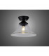 Dresden Flush Ceiling Lamp E27 With Smooth Bell 30cm Glass Shade Matt Black Clear-3