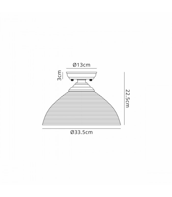 Dresden Flush Ceiling Lamp E27 With Round 33.5cm Prismatic Effect Glass Shade Matt Black Clear-2