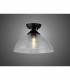 Dresden Flush Ceiling Lamp E27 With Round 33.5cm Prismatic Effect Glass Shade Matt Black Clear-3