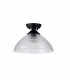 Dresden Flush Ceiling Lamp E27 With Round 33.5cm Prismatic Effect Glass Shade Matt Black Clear-7