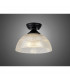 Dresden Flush Ceiling Lamp E27 With Round 30cm Prismatic Effect Glass Shade Matt Black Clear-3