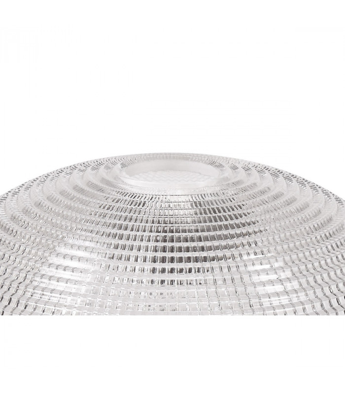 Dresden Flush Ceiling Lamp E27 With Round 30cm Prismatic Effect Glass Shade Matt Black Clear-4