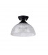 Dresden Flush Ceiling Lamp E27 With Round 30cm Prismatic Effect Glass Shade Matt Black Clear-7