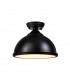 Dresden Flush Ceiling Lamp E27 With Round 31cm Metal Shade Matt Black Frosted White-1