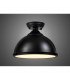 Dresden Flush Ceiling Lamp E27 With Round 31cm Metal Shade Matt Black Frosted White-3