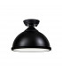 Dresden Flush Ceiling Lamp E27 With Round 31cm Metal Shade Matt Black Frosted White-7