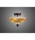 Dresden 2 Light Semi Flush Ceiling Lamp E27 With Round 30cm Glass Shade Matt Black Amber-3
