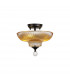 Dresden 2 Light Semi Flush Ceiling Lamp E27 With Round 30cm Glass Shade Matt Black Amber-7