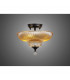 Dresden 2 Light Semi Flush Ceiling Lamp E27 With Round 30cm Glass Shade Matt Black Amber-10
